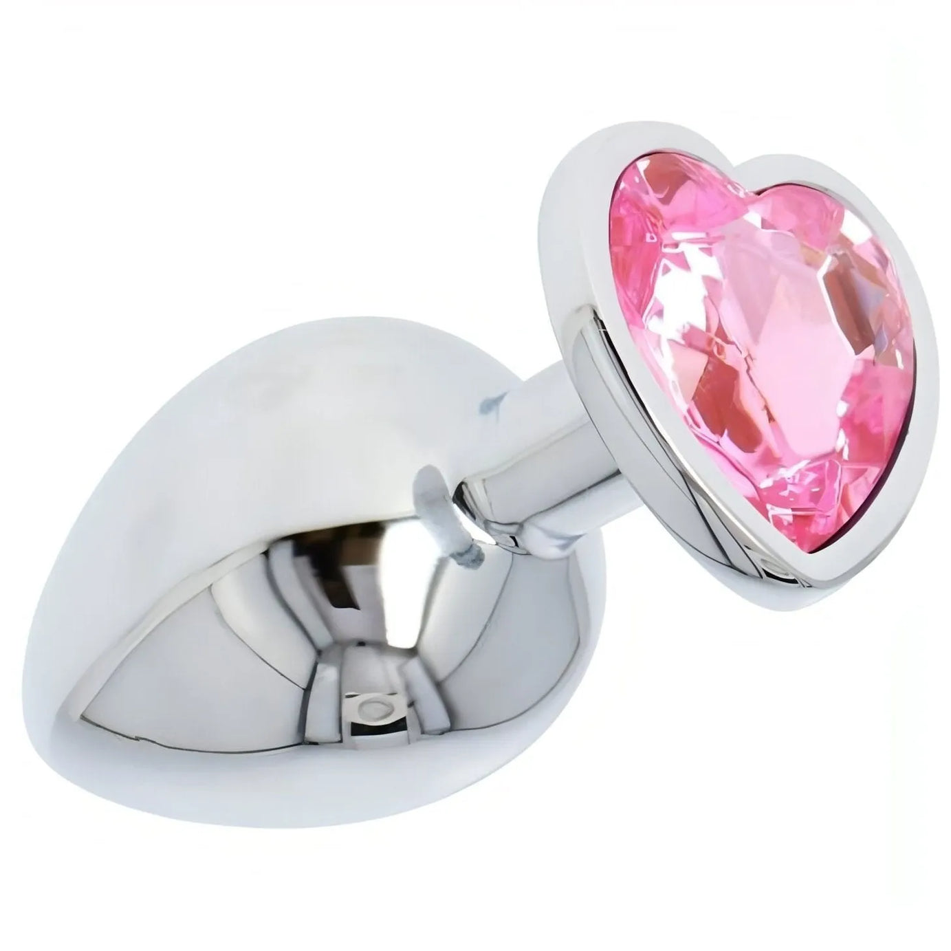 Plug anale in metallo con swarovsky a forma di cuore - Rosa, Extra Large