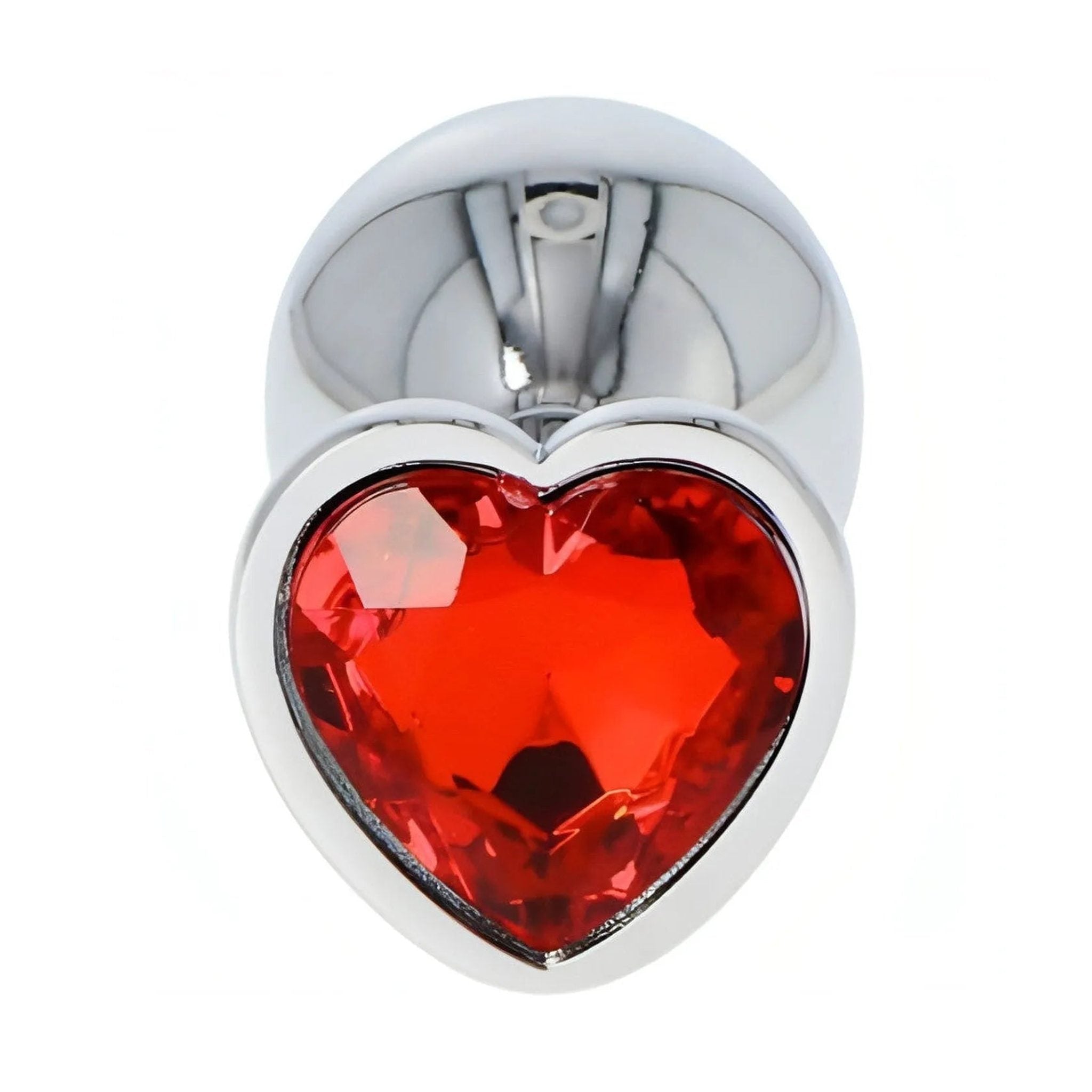Plug anale in metallo con swarovsky a forma di cuore - Rosso, Medium