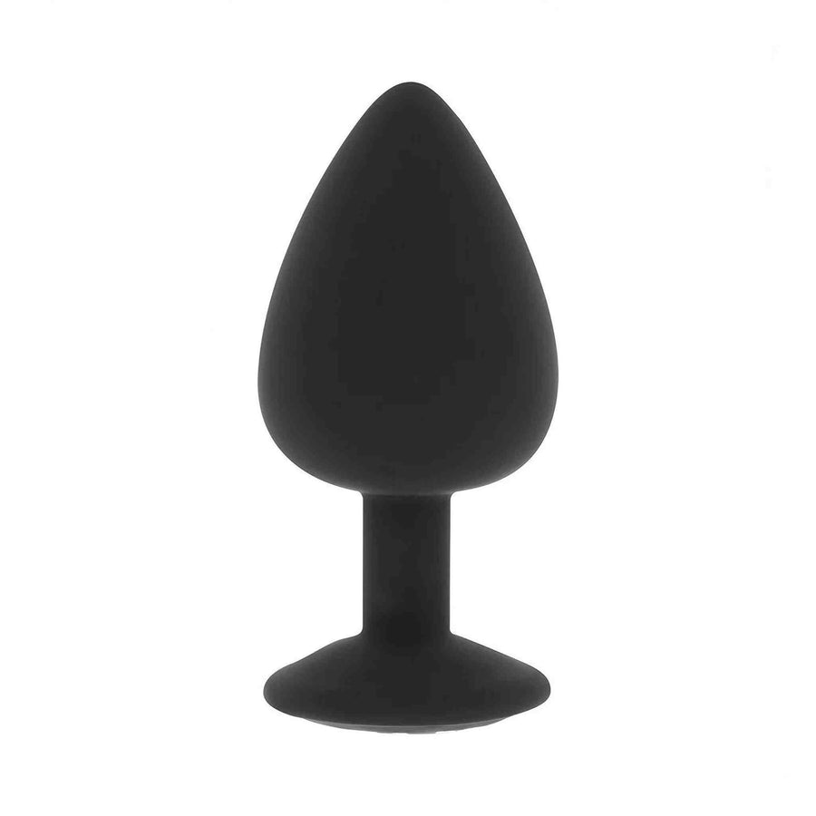 Silicone anal plug with white Swarovsky - Size XL, Black