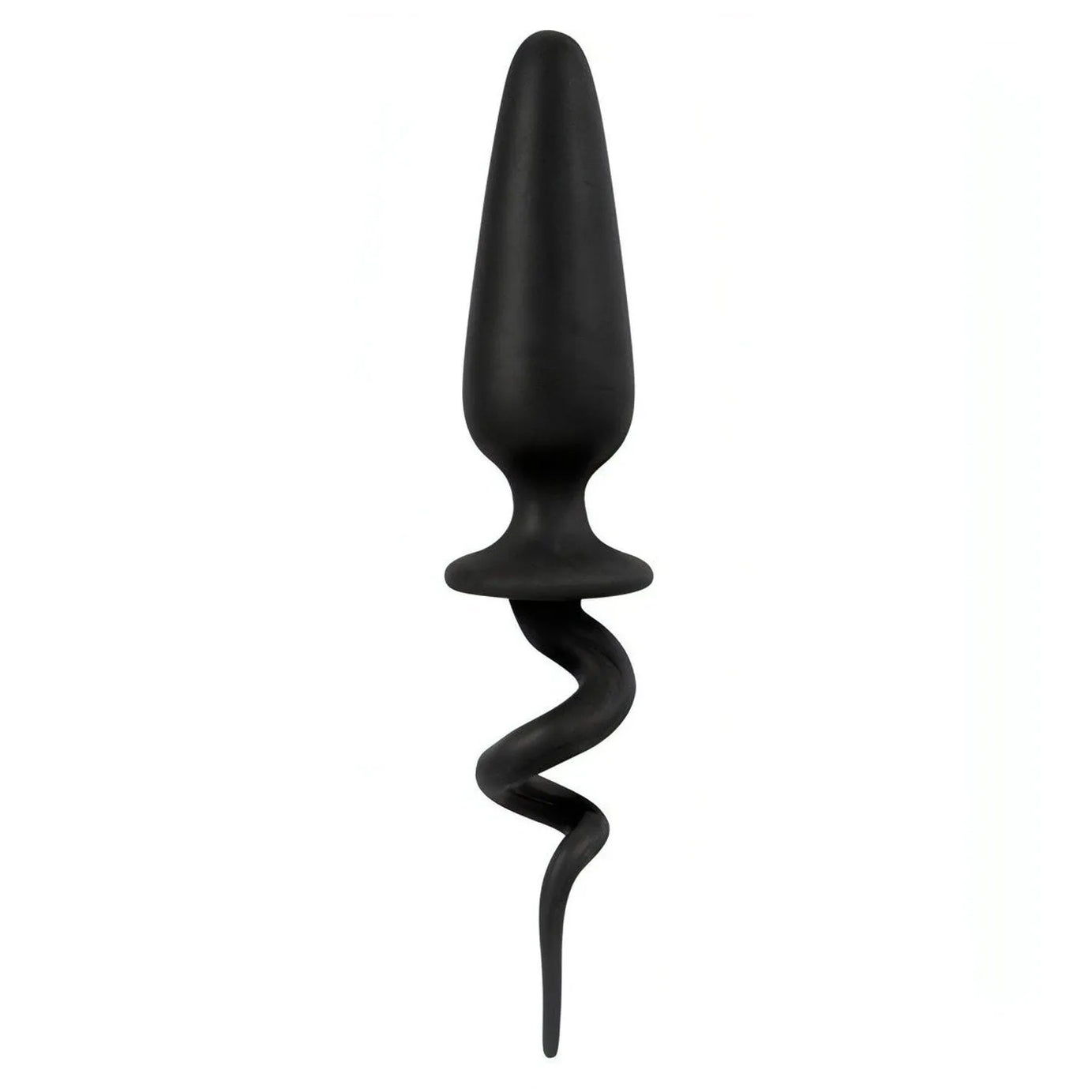 Plug anale in silicone con coda intrecciata - Nero