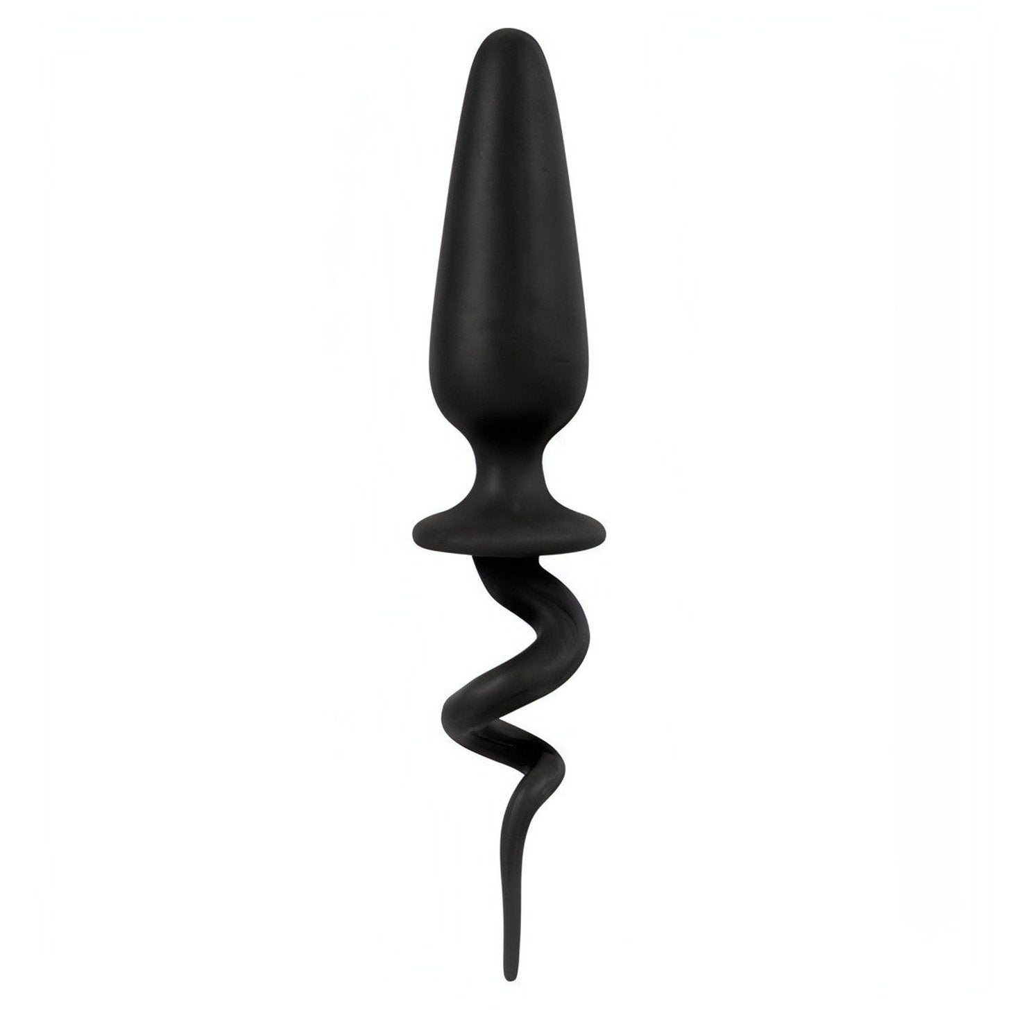 Plug anale in silicone con coda intrecciata - Nero - GoEstasy