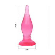 Plug anale rosa morbido con diametro crescente e misure indicate