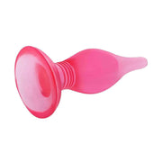 Base a ventosa circolare plug anale rosa visto da dietro