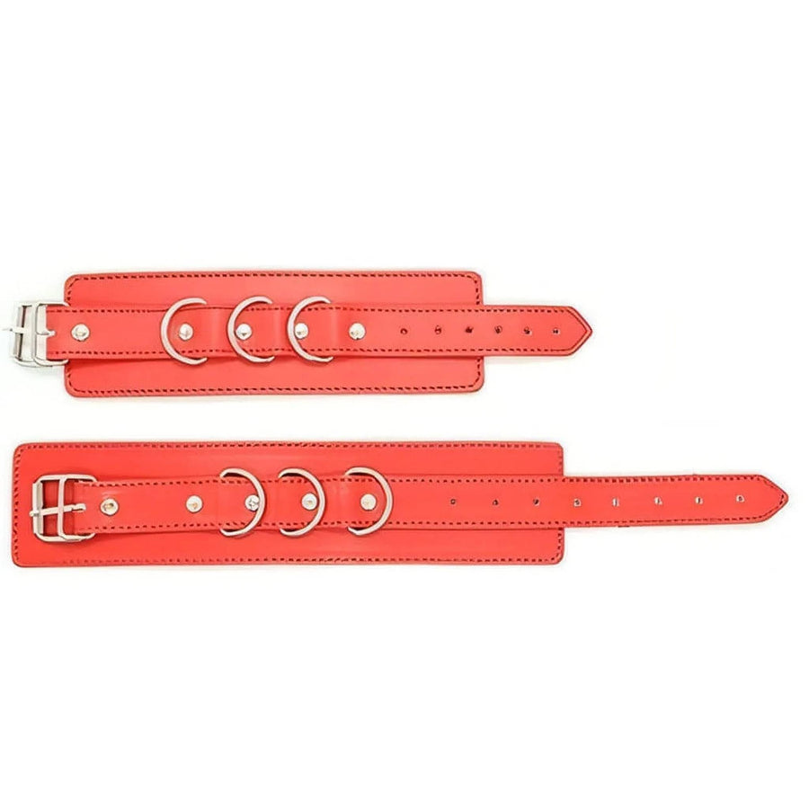 Lederarmbänder mit verstellbaren Riemen und Kette – Rot