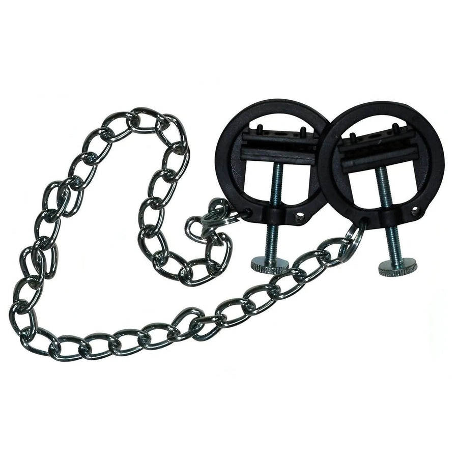 Adjustable screw nipple clamps with chain