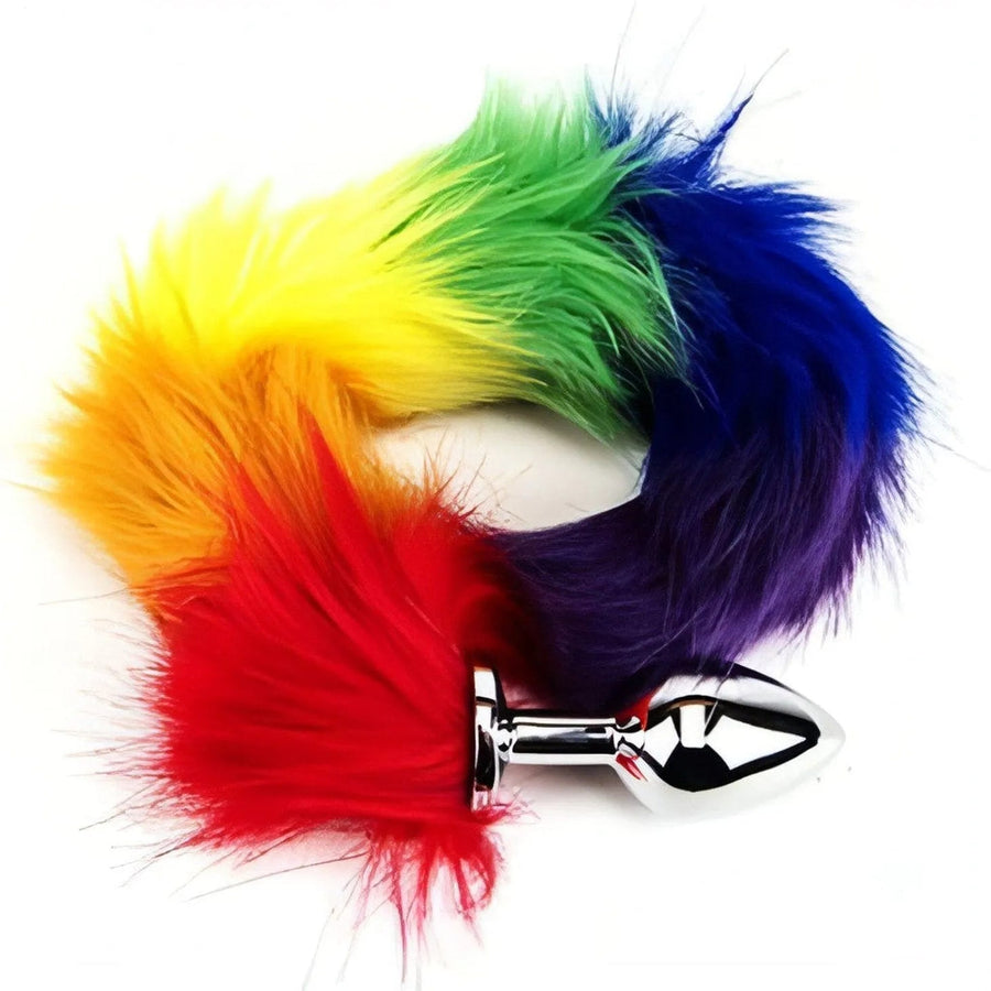 Titular de la cola de arco iris: tapón de metal anal con cola de arco iris