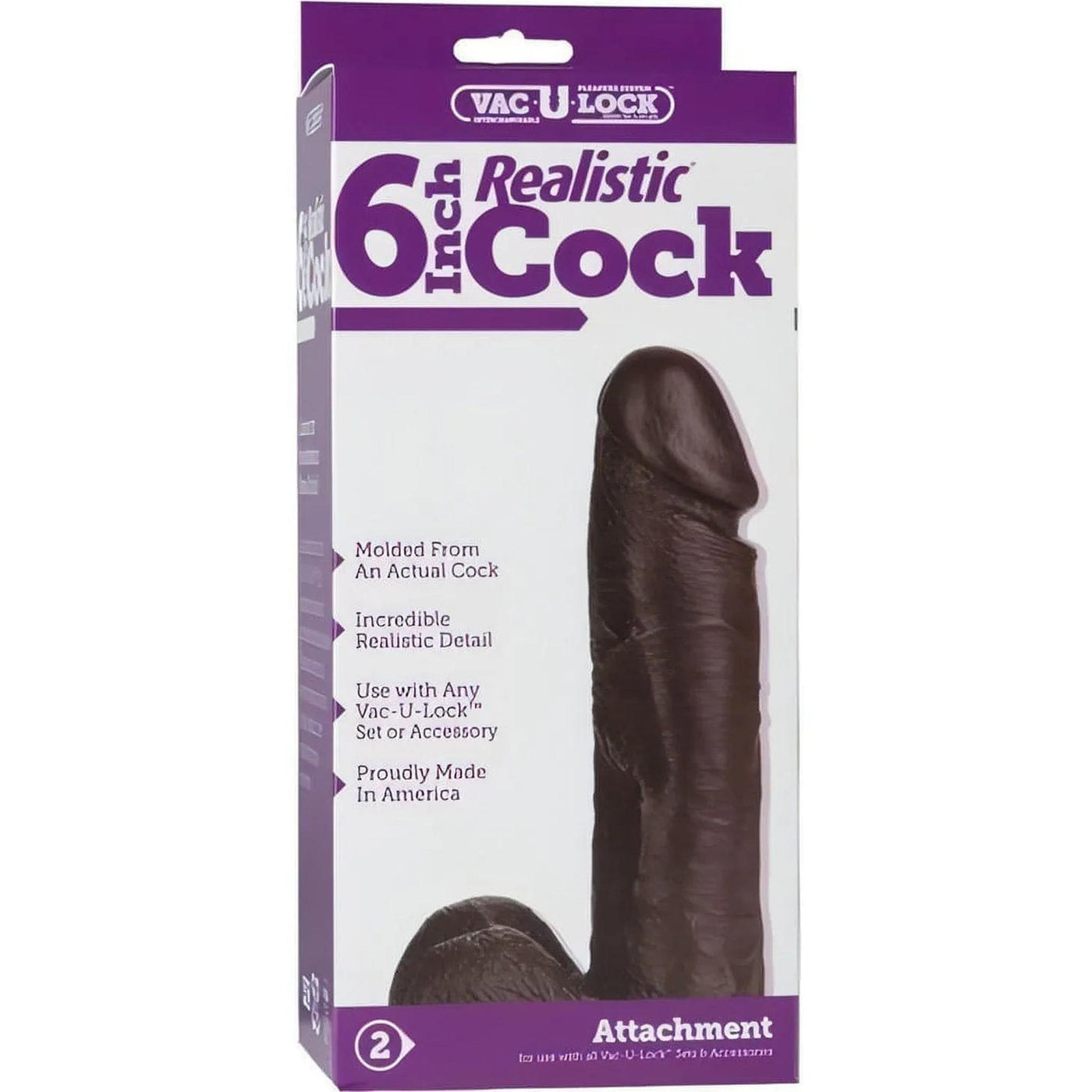 Realistic Cock 6″ Black - Vac-U-Lock