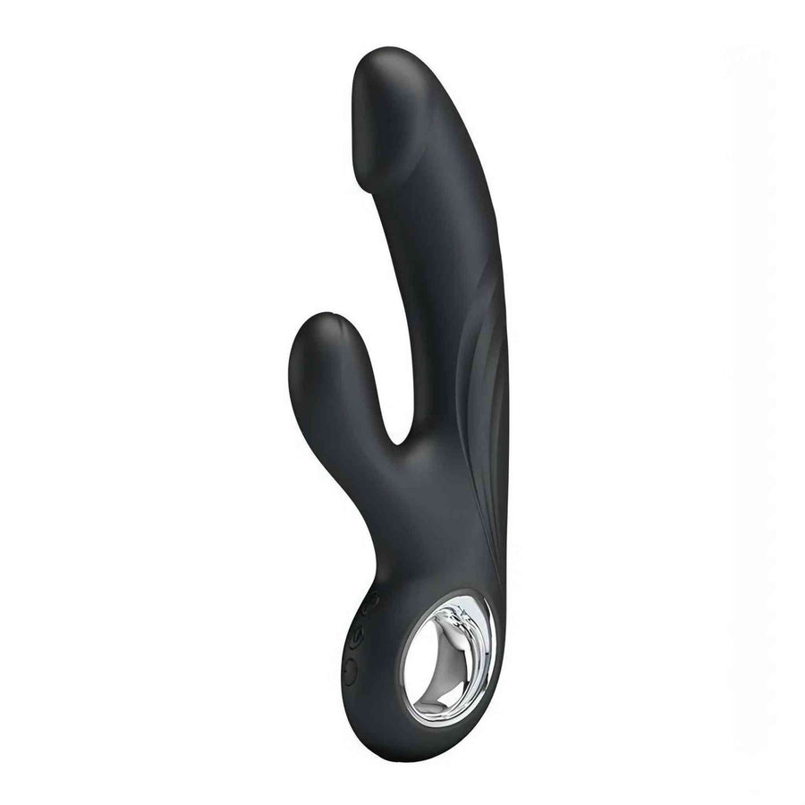 Selene Black rabbit vibrator with sculpted glans - 7 vibration modes, USB rechargeable