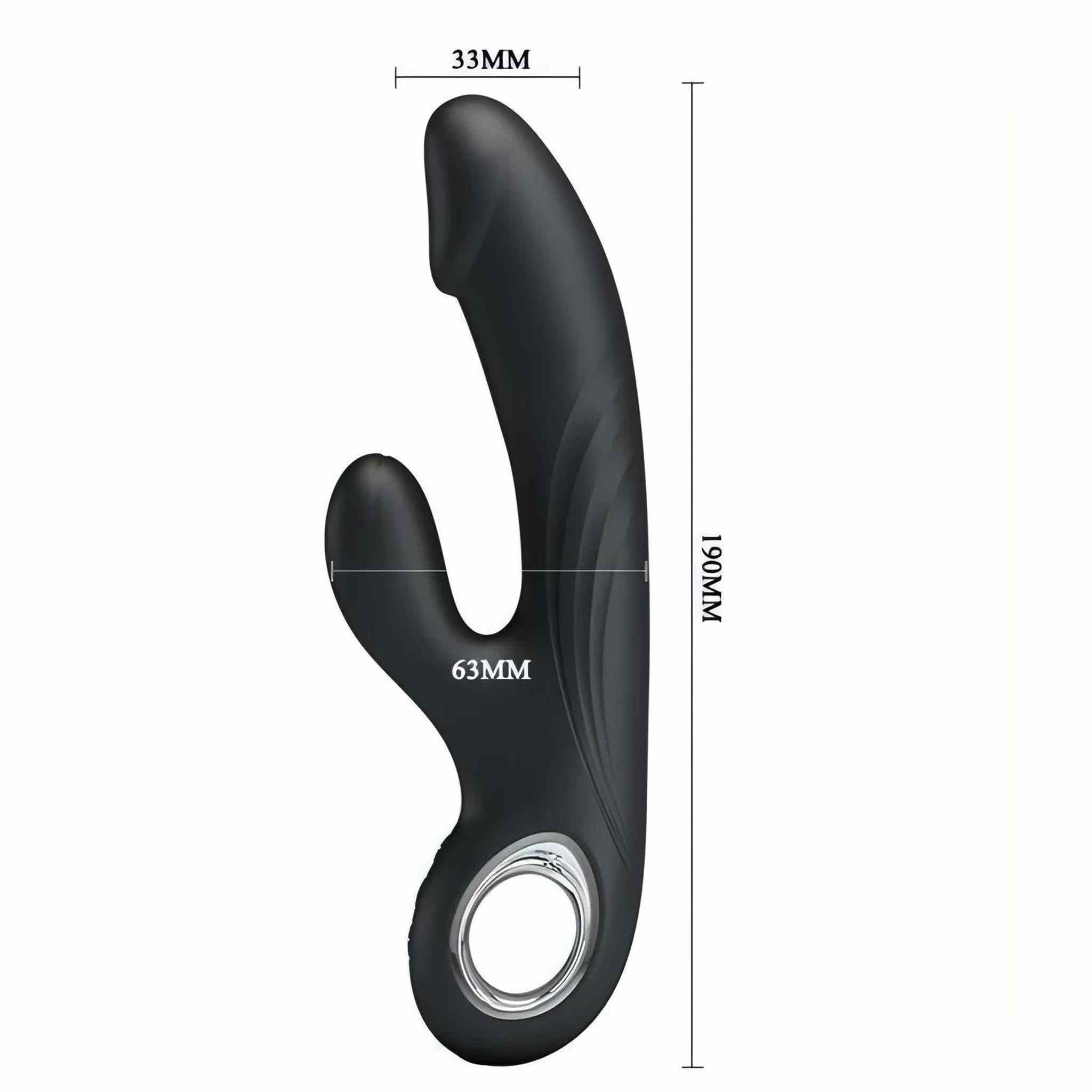 Selene Vibratore rabbit nero con glande scolpito - 7 Modalità di vibrazione, Ricaricabile tramite USB