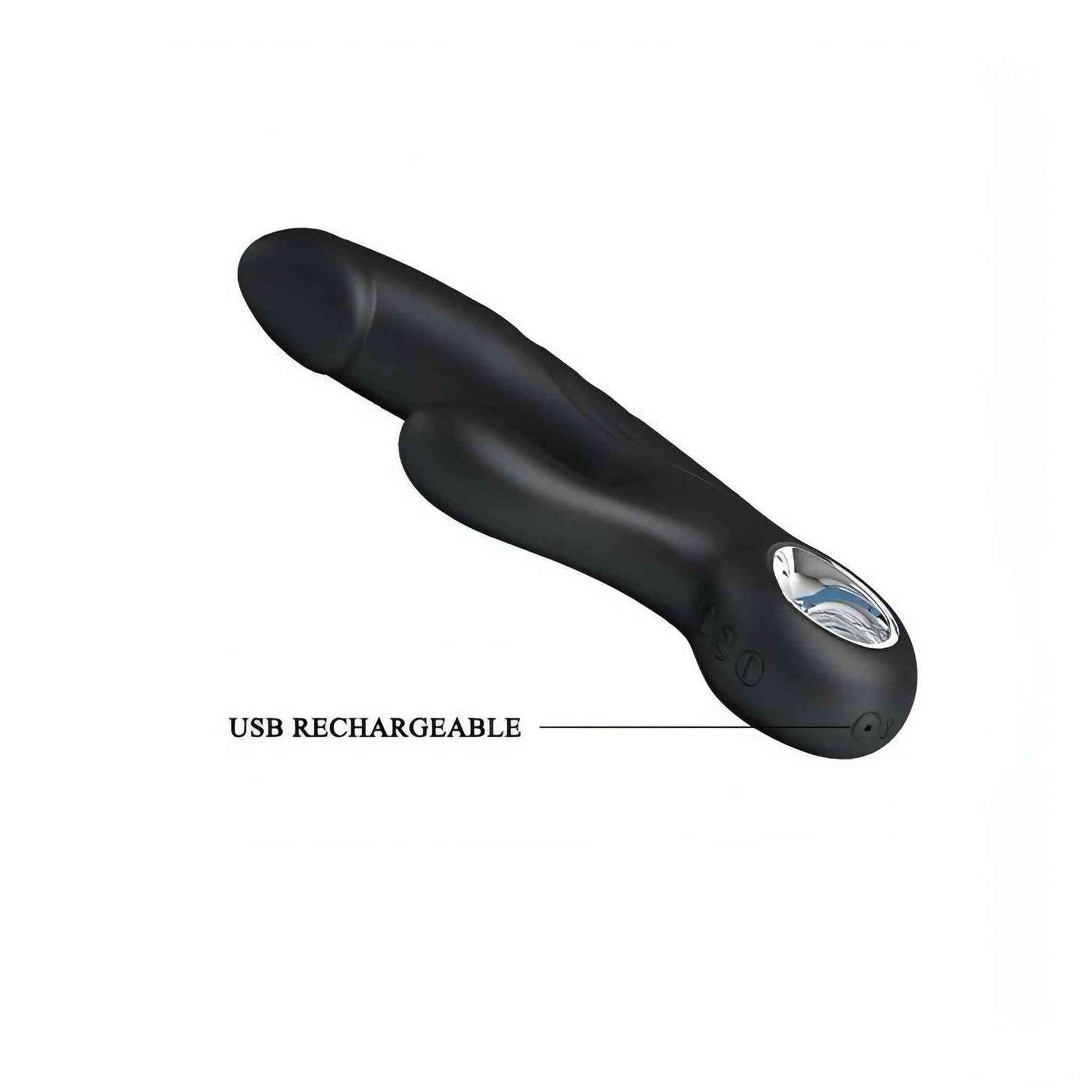 Selene Vibratore rabbit nero con glande scolpito - 7 Modalità di vibrazione, Ricaricabile tramite USB
