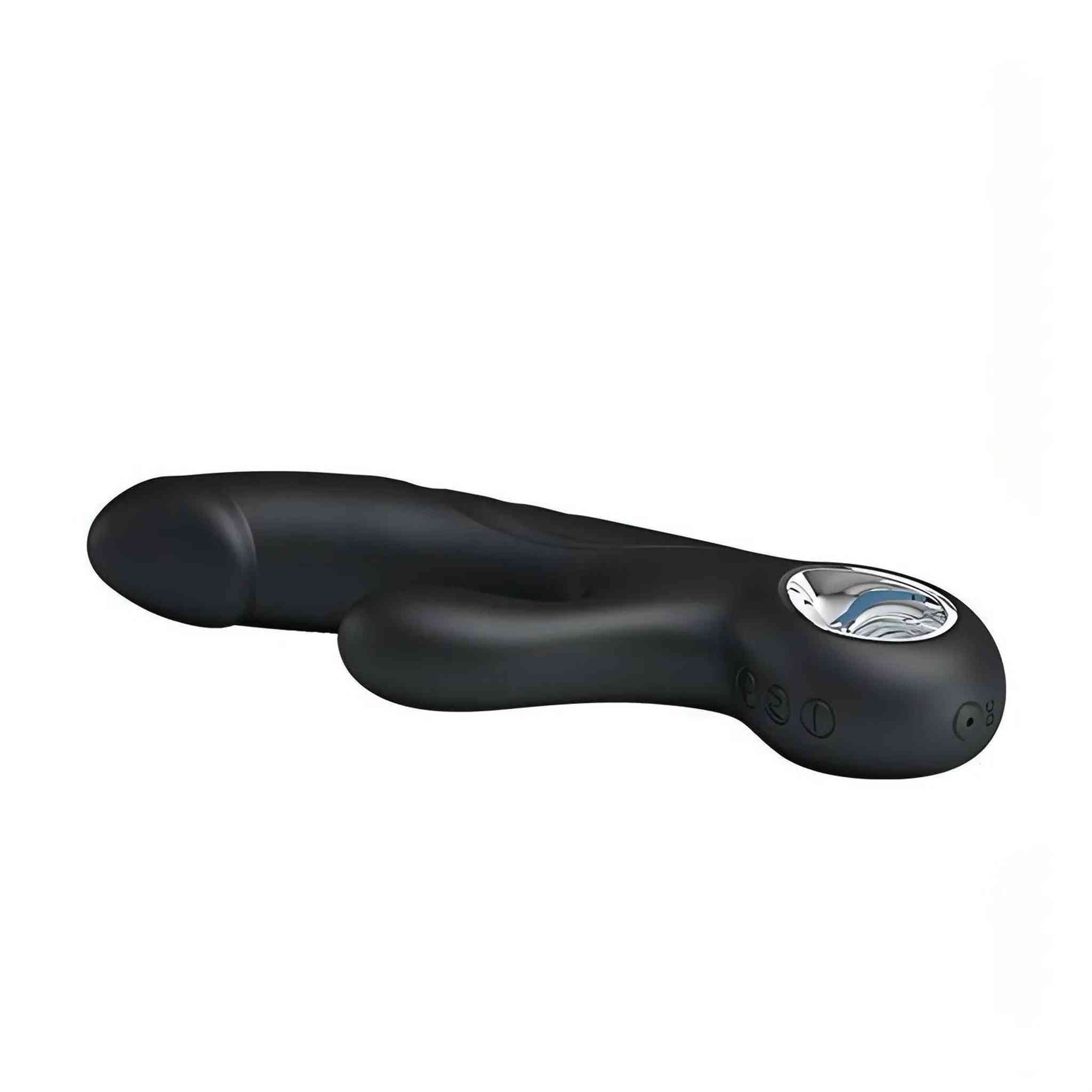Selene Vibratore rabbit nero con glande scolpito - 7 Modalità di vibrazione, Ricaricabile tramite USB