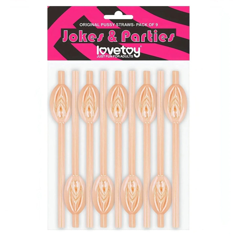 Set mit 9 Vagina-Trinkhalmen – Fleischrosa