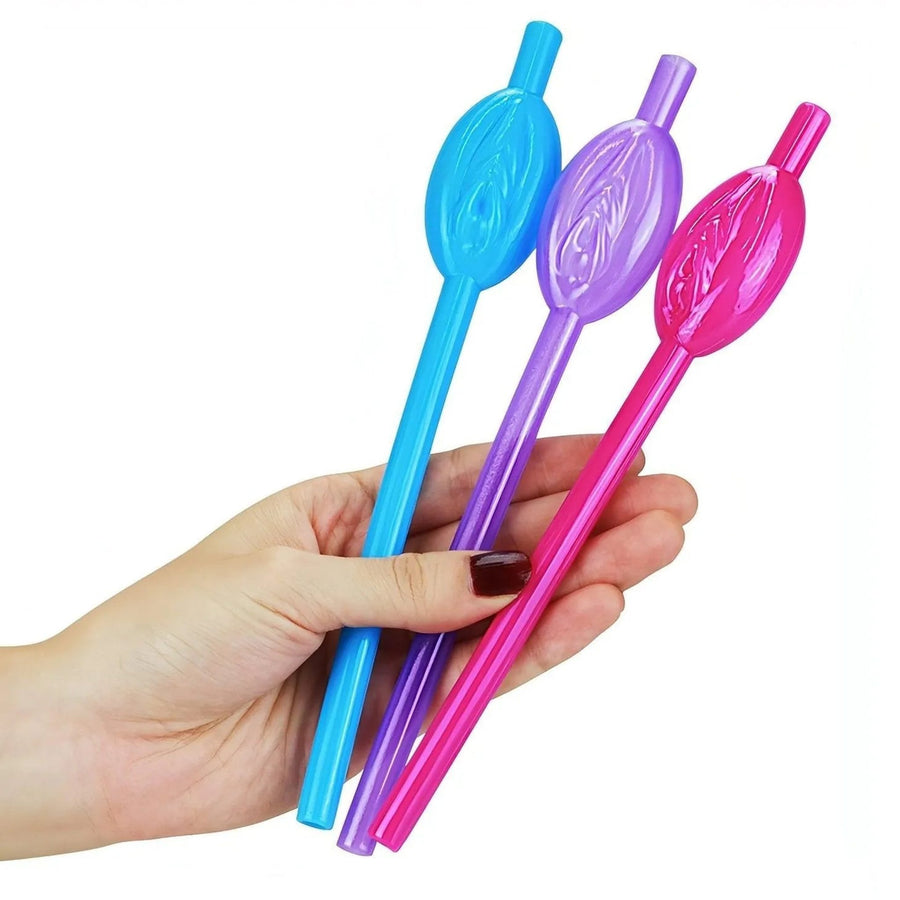 Set mit 9 vaginaförmigen Strohhalmen – verschiedene Farben