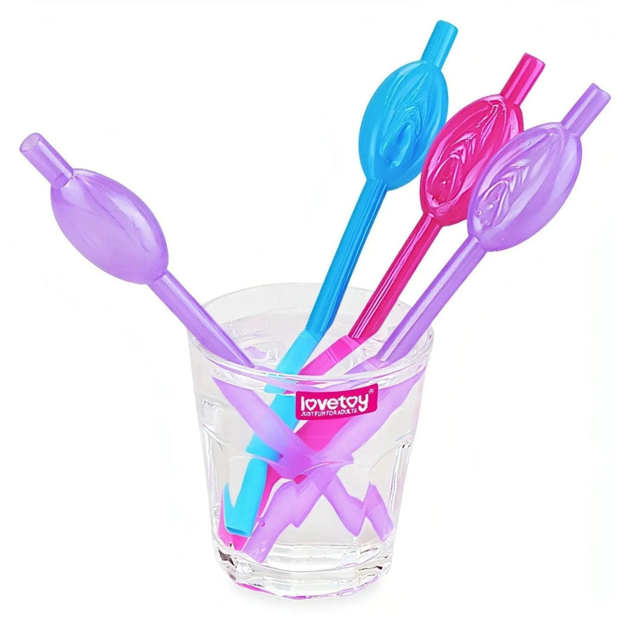 Set mit 9 vaginaförmigen Strohhalmen – verschiedene Farben