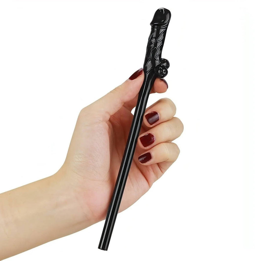 Set of 9 phallic-shaped straws - Flesh Pink, Mulatto and Black