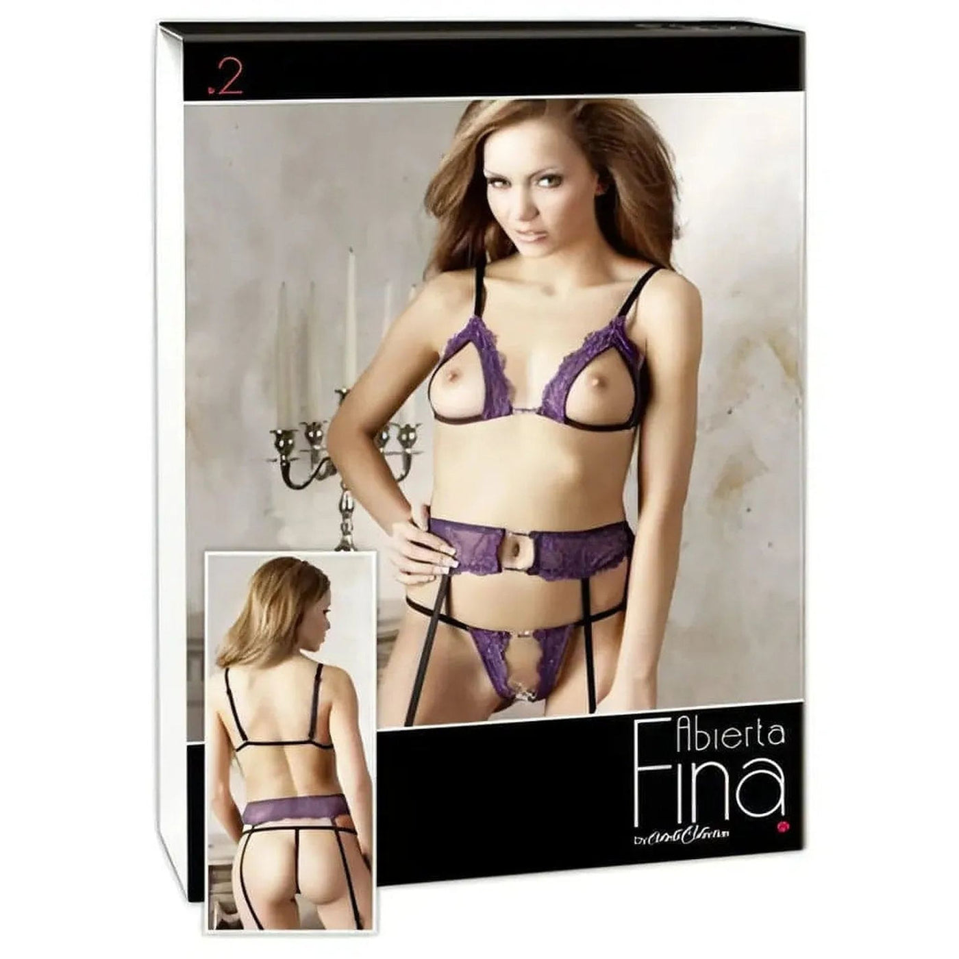 Set Lingerie Viola in Pizzo 3 Pezzi