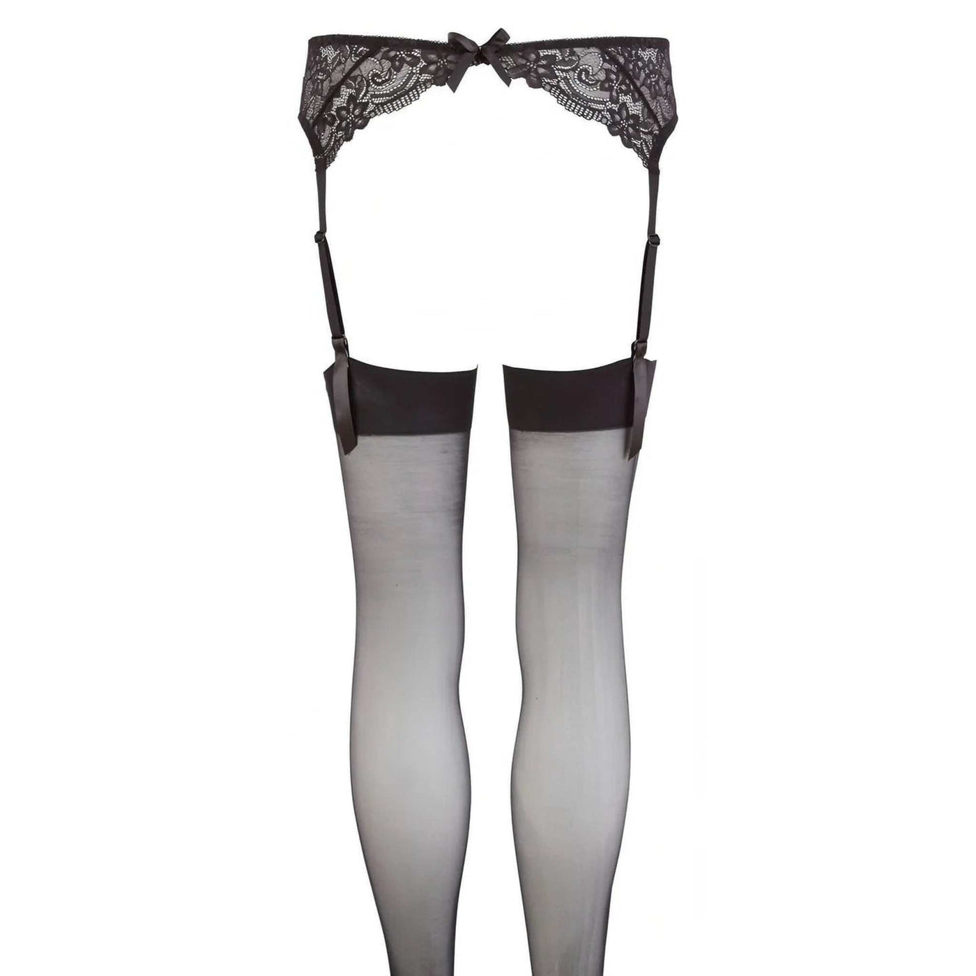 Set Reggicalze in pizzo con calze nere velate