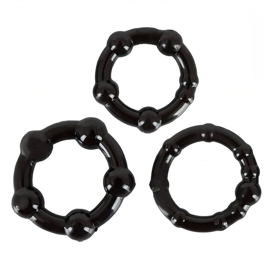 Set of 3 beaded rings - Black