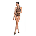 Sexy hecho en Italia Cuerpo con trama bordada con abertura inguinal - Negro, talla individual