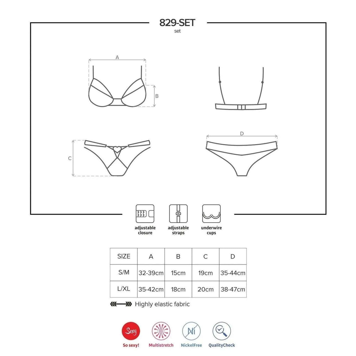 Sexy Completino Rosso Obsessive Tempting Set
