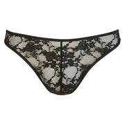 Slip Neri In Pizzo Con Ricami Floreali