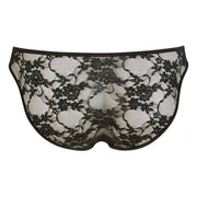 Slip Neri In Pizzo Con Ricami Floreali