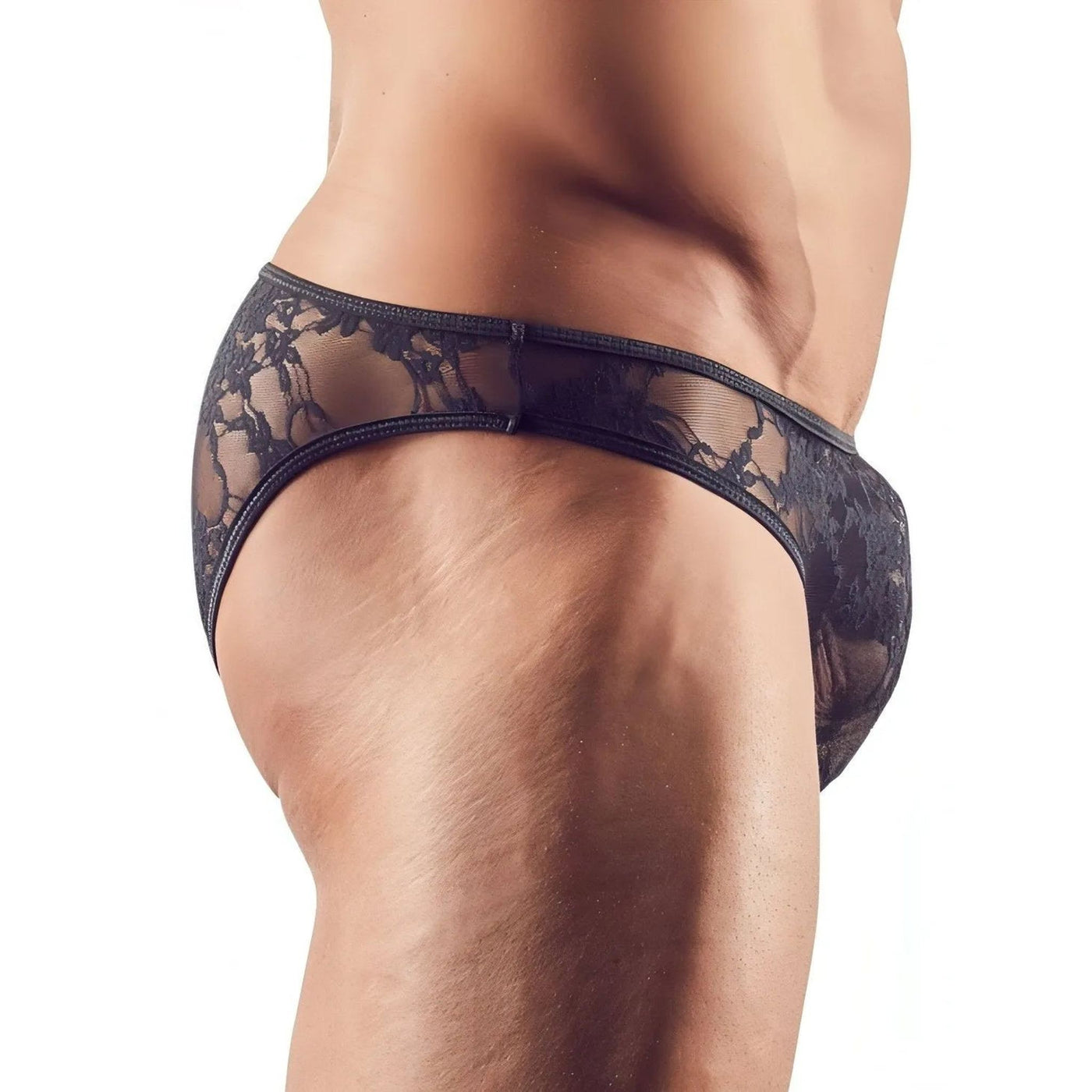 Slip Neri In Pizzo Con Ricami Floreali