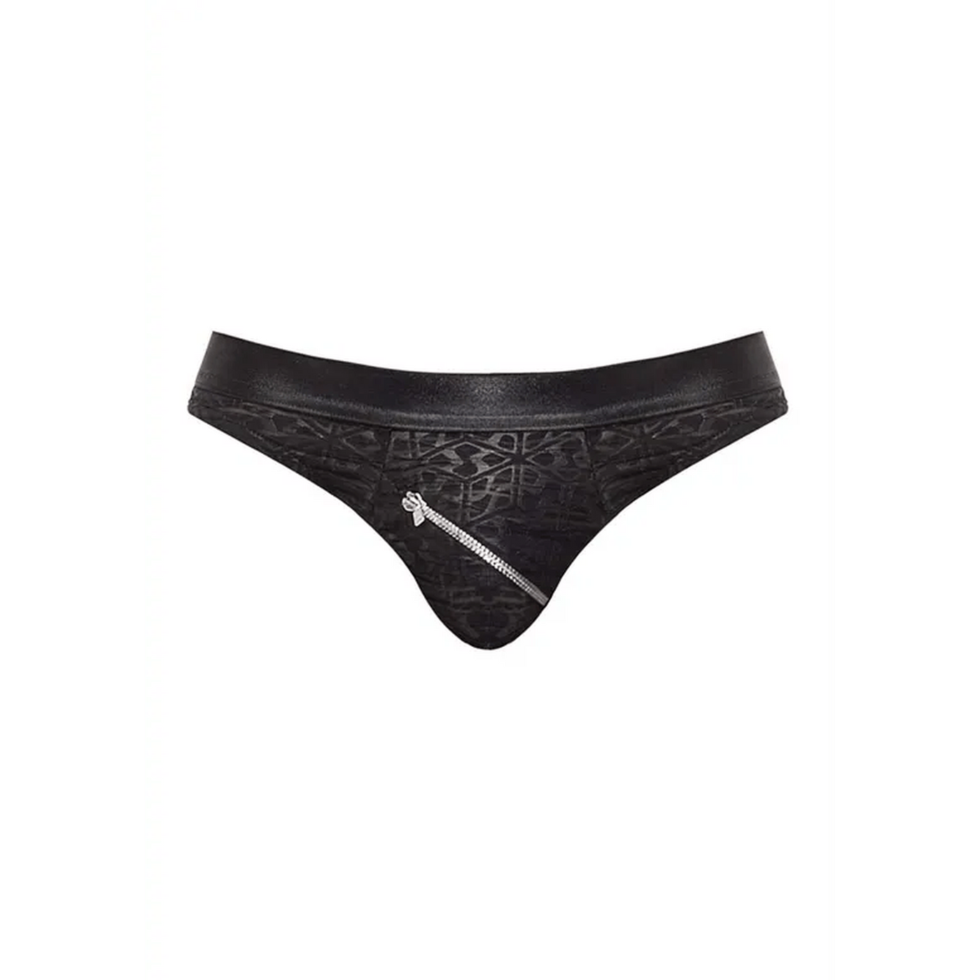 Slip Sexy Uomo Nero in Texturizzata con Zip