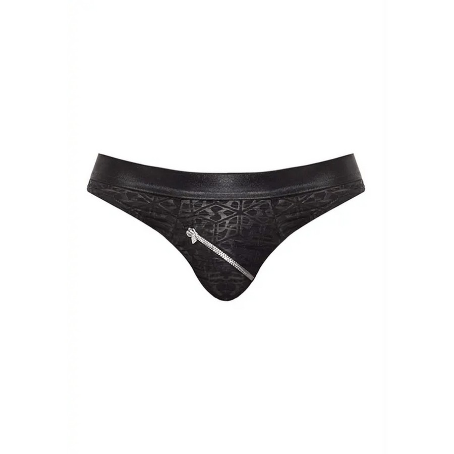 Slip Sexy Uomo Nero in Texturizzata con Zip