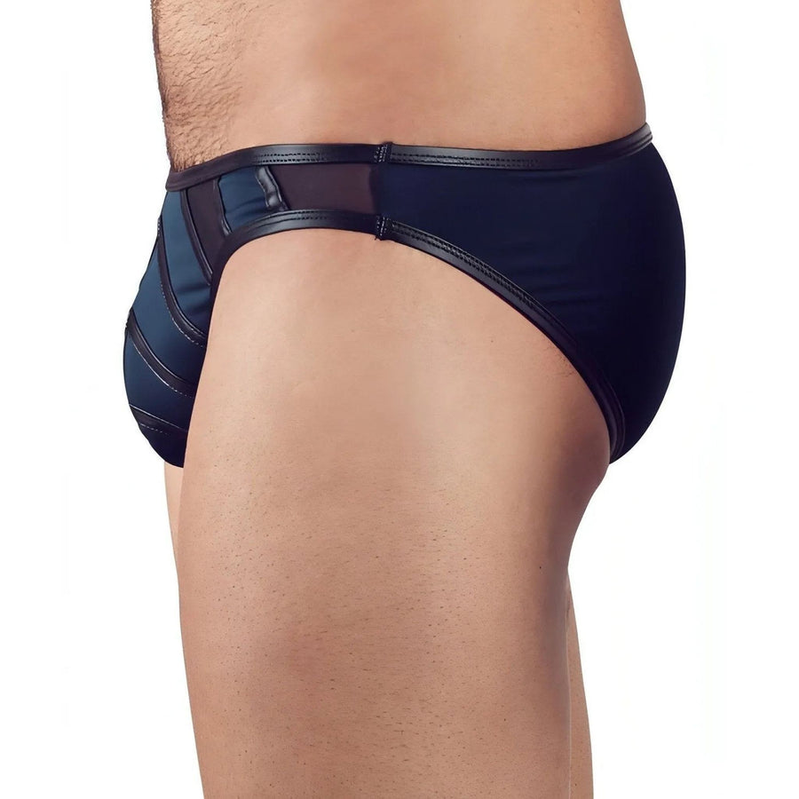 Slip aus Powernet und blickdichten schwarzen Streifen