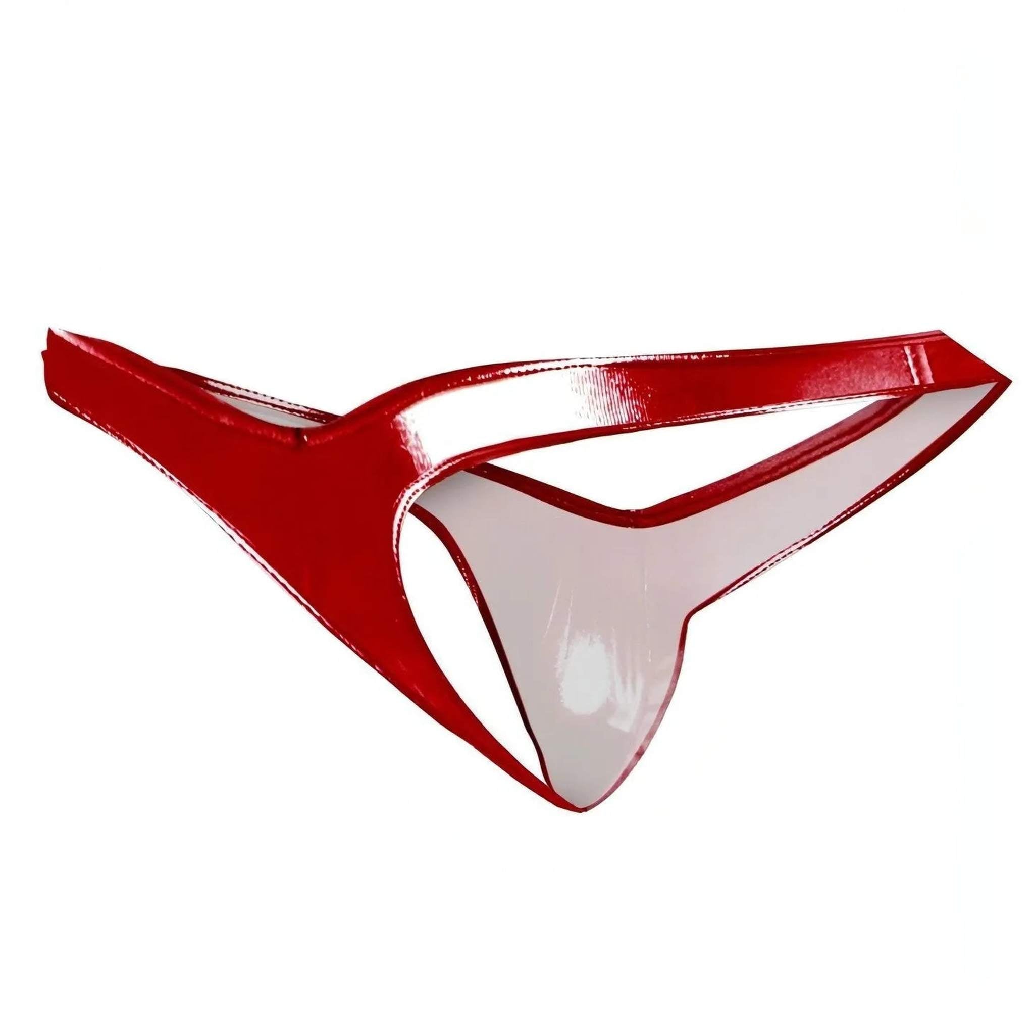 Slip rosso lucido con Push Up, posteriore ad ali di gabbiano