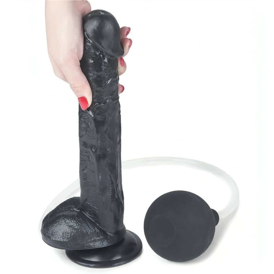 Squirt Extreme Realistic Dildo with Squirting Pump - Black, 11''