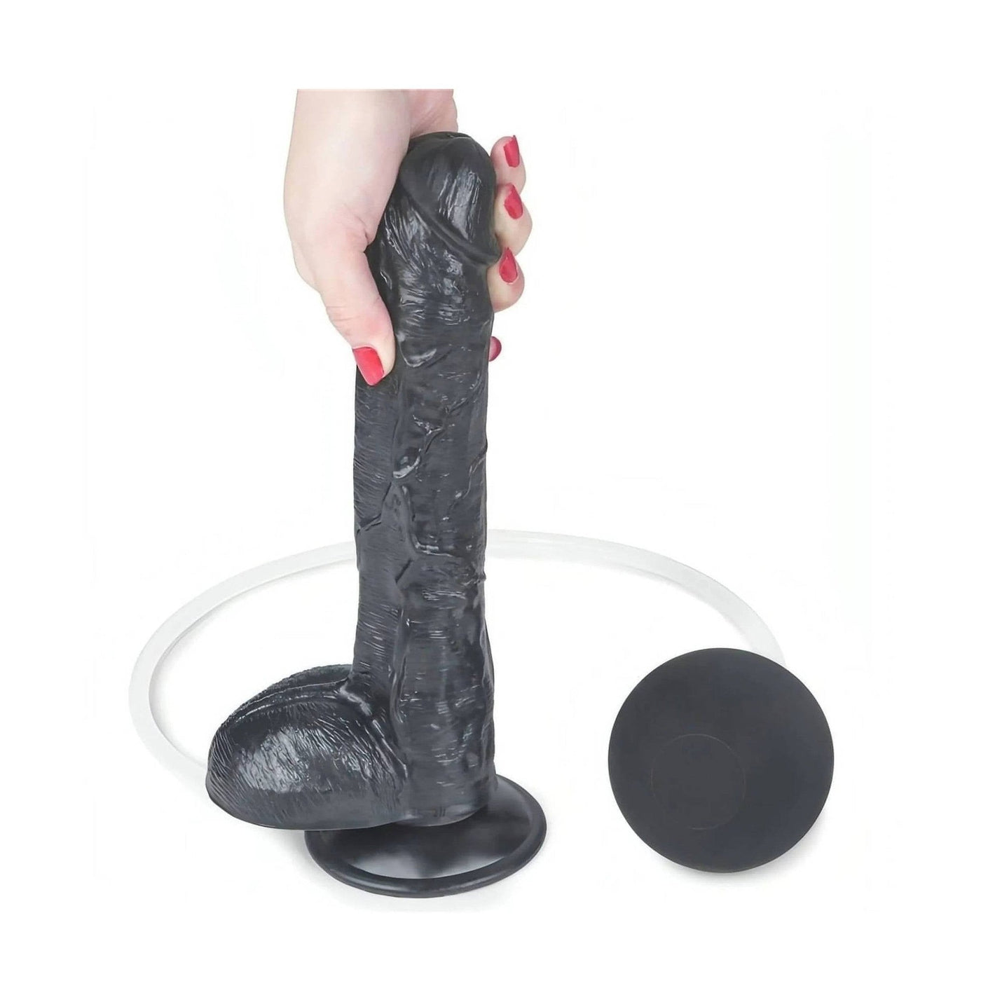 Base a ventosa nera separata del dildo con tubo di pompaggio