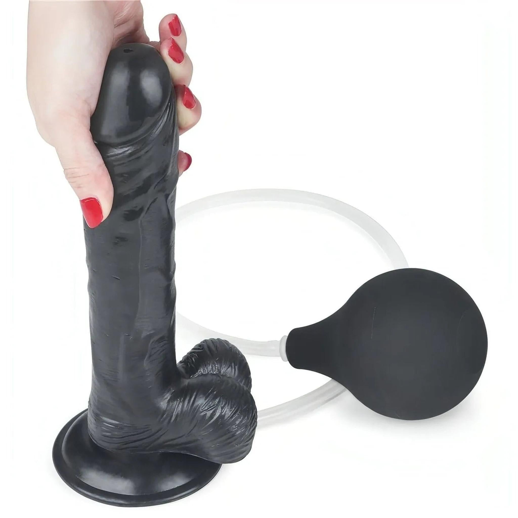Squirt Extreme Fallo Realistico con Pompa Squirting - Nero, 9''