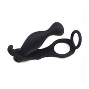 Stimolatore Prostatico Vibrante con Doppio Anello per Pene e Testicoli - Silicone Medicale, Nero