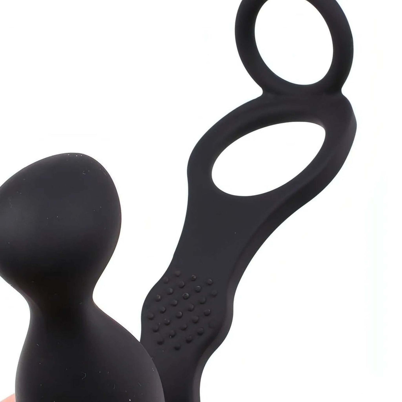 Stimolatore Prostatico Vibrante con Doppio Anello per Pene e Testicoli - Silicone Medicale, Nero