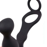 Stimolatore Prostatico Vibrante con Doppio Anello per Pene e Testicoli - Silicone Medicale, Nero