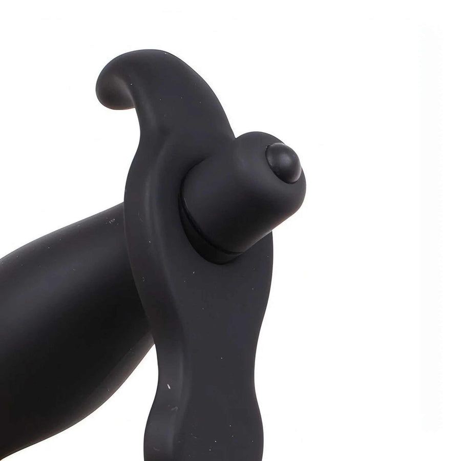 Stimolatore Prostatico Vibrante con Doppio Anello per Pene e Testicoli - Silicone Medicale, Nero