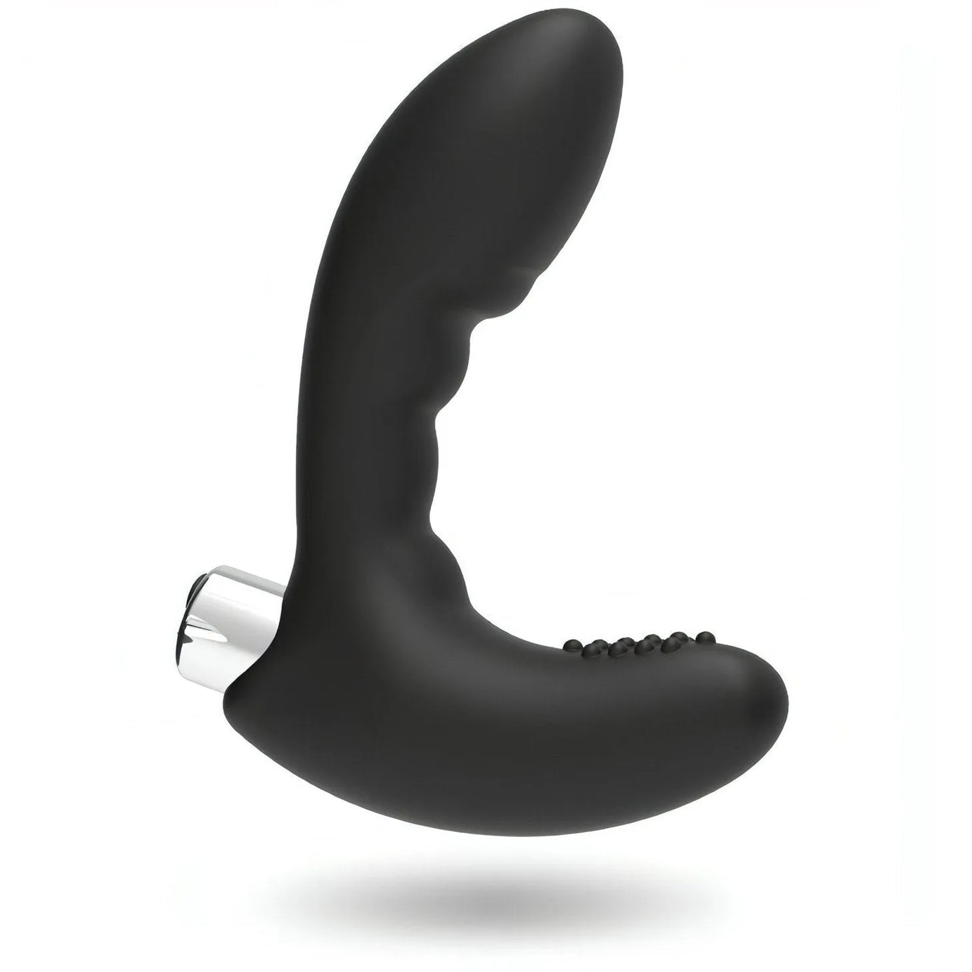 Stimolatore ricurvo per massaggio prostata e perineo in silicone - 10 modalità di vibrazione, Ricaricabile, Nero