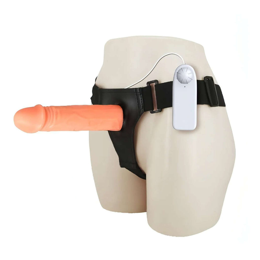 Strap-On Hollow Vibrating 17 cm - Flesh Pink