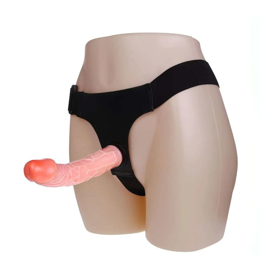 Realistic soft TPR strap-on with durable leather belt - 19.8 cm Ø 4.2 cm, Nude Pink