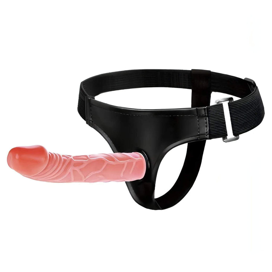 Realistic soft TPR strap-on with durable leather belt - 19.8 cm Ø 4.2 cm, Nude Pink