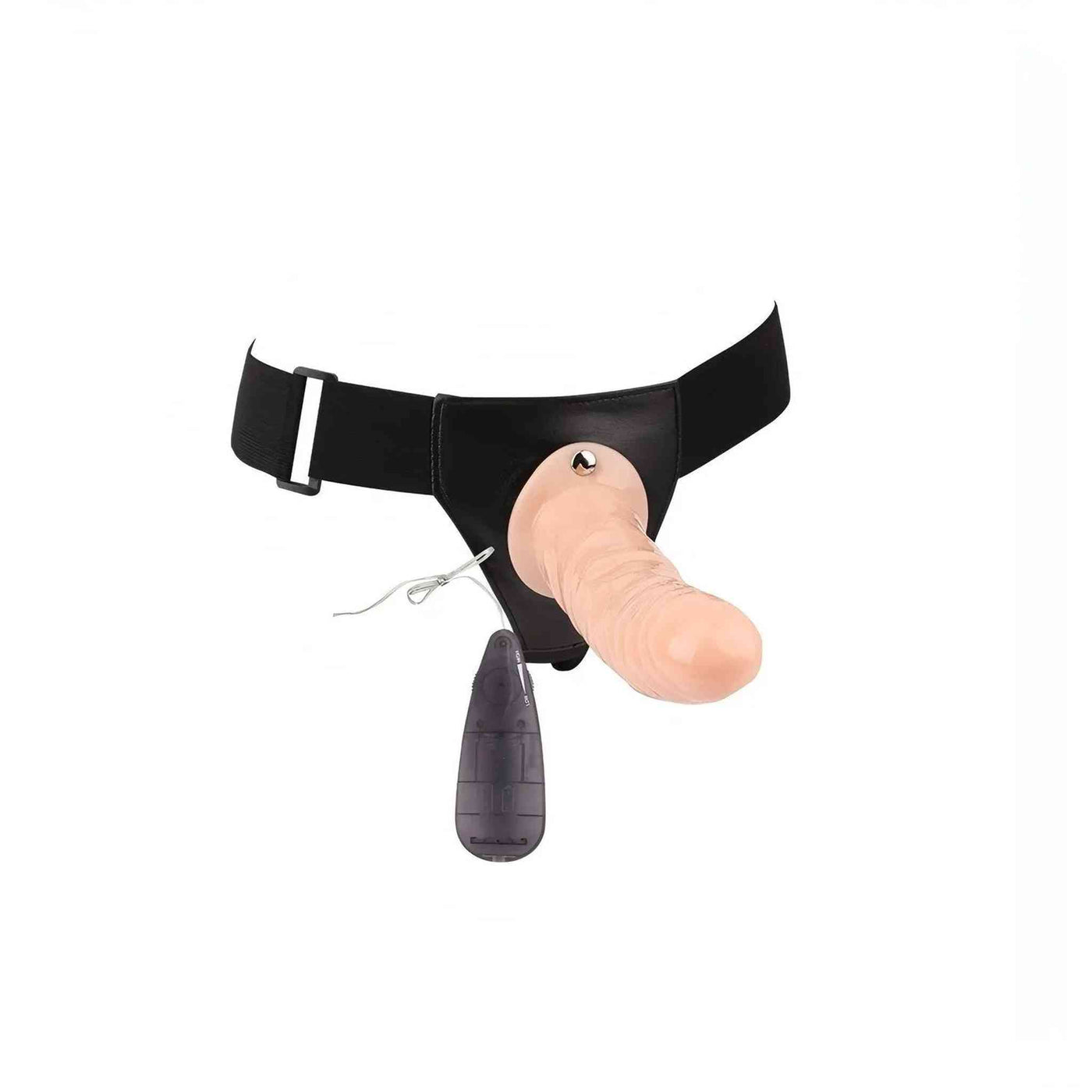 Strap-on Hollow Realistico 19 cm con Venature in Rilievo e Vibrazione Multivelocità