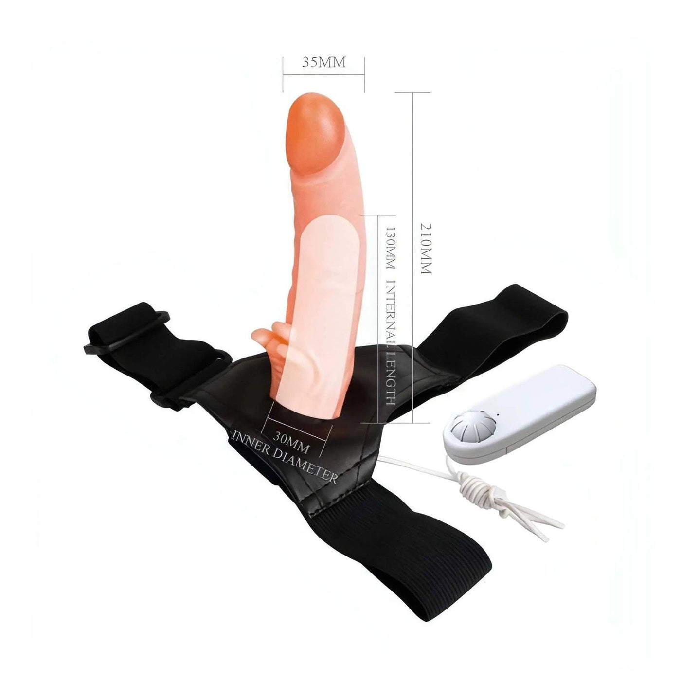 Strap-on hollow rosa chiaro con dimensioni interne e base a forma di anello