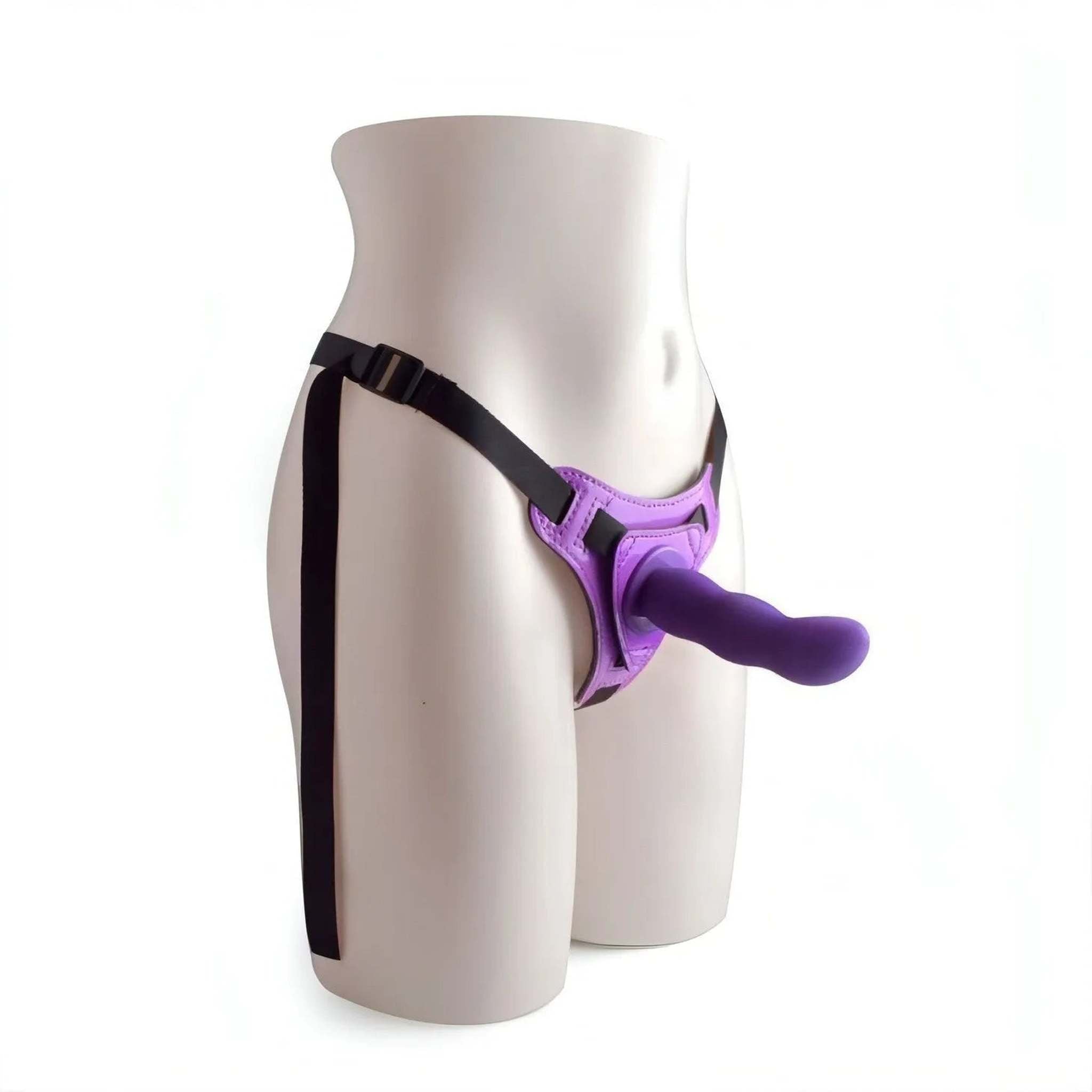 Strap-on in silicone con sistema Hung-In - 4'', Viola
