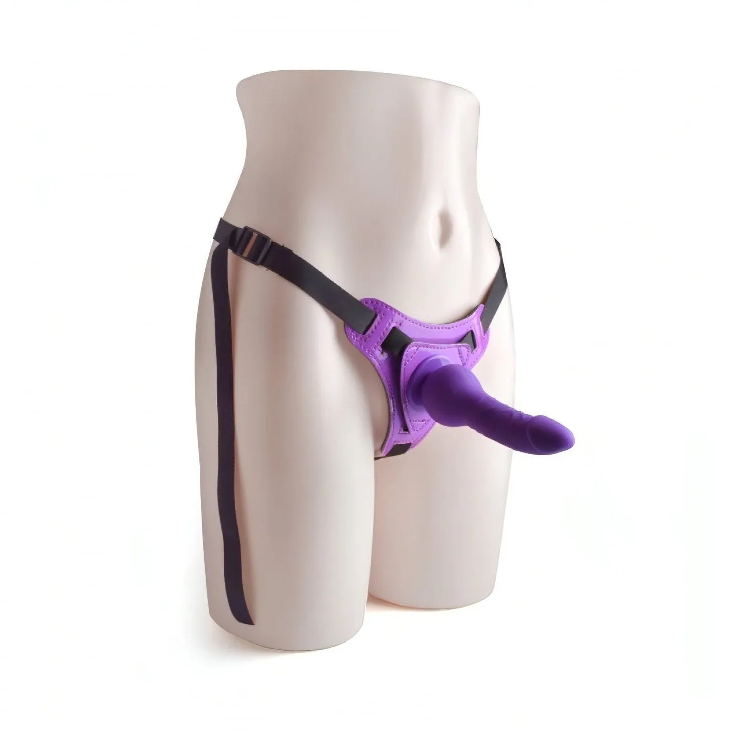 Strap-on in silicone con sistema Hung-In - 5.5'', Viola - GoEstasy