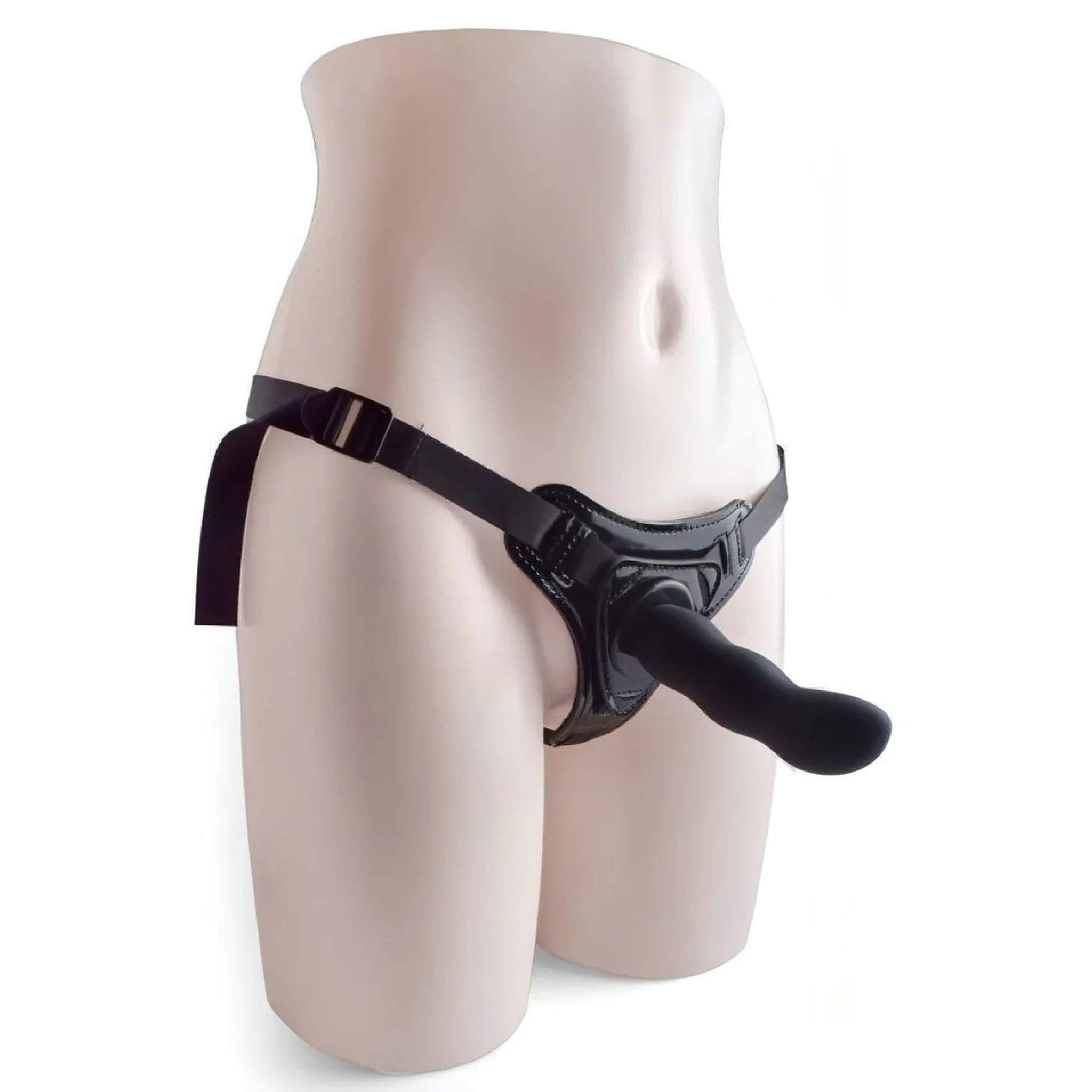 Strap-on nero in silicone con sistema Hung-In - 5'', Nero