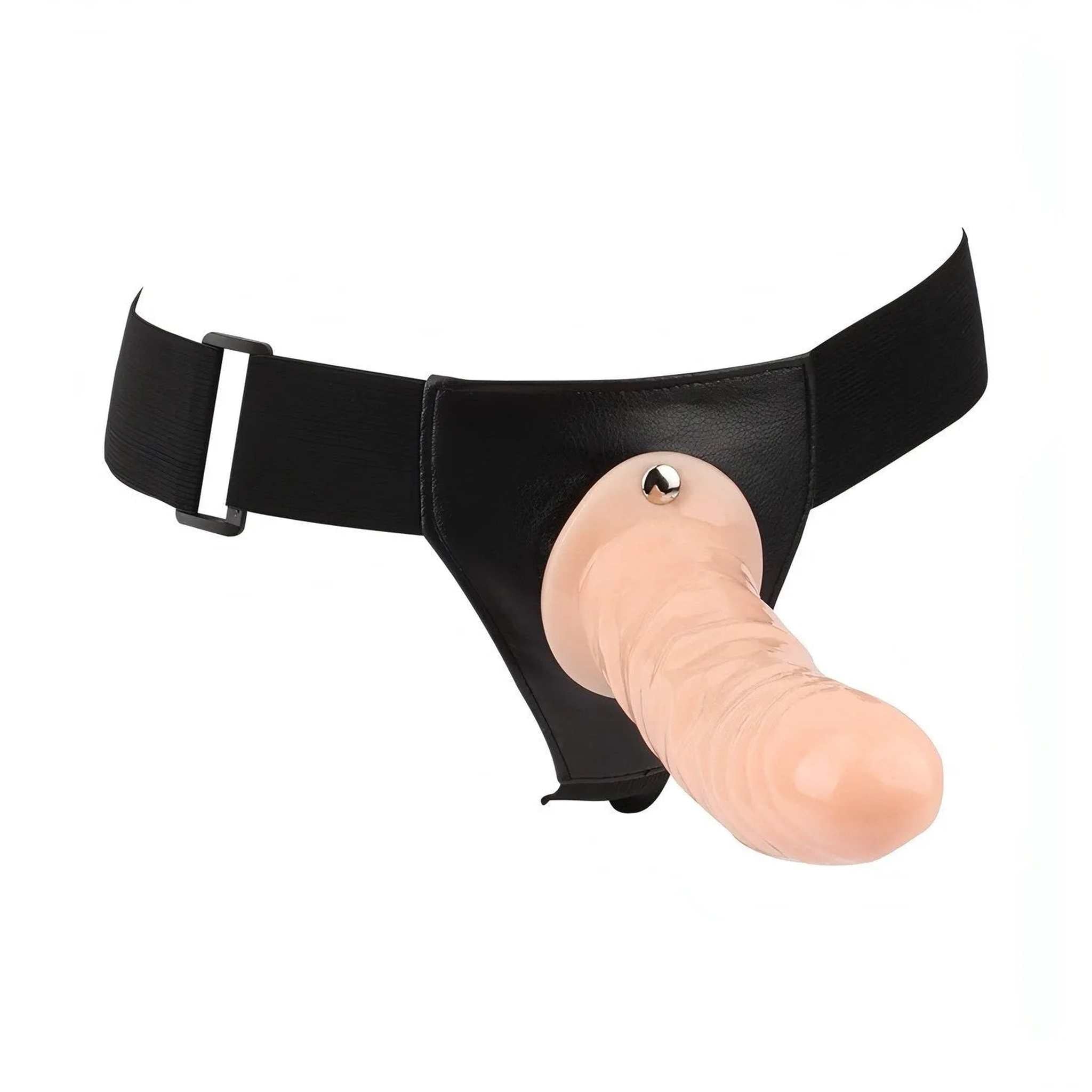Strapon Hollow Realistico con Venature in Rilievo per stimolazione Extra – 19 cm, Rosa Carne