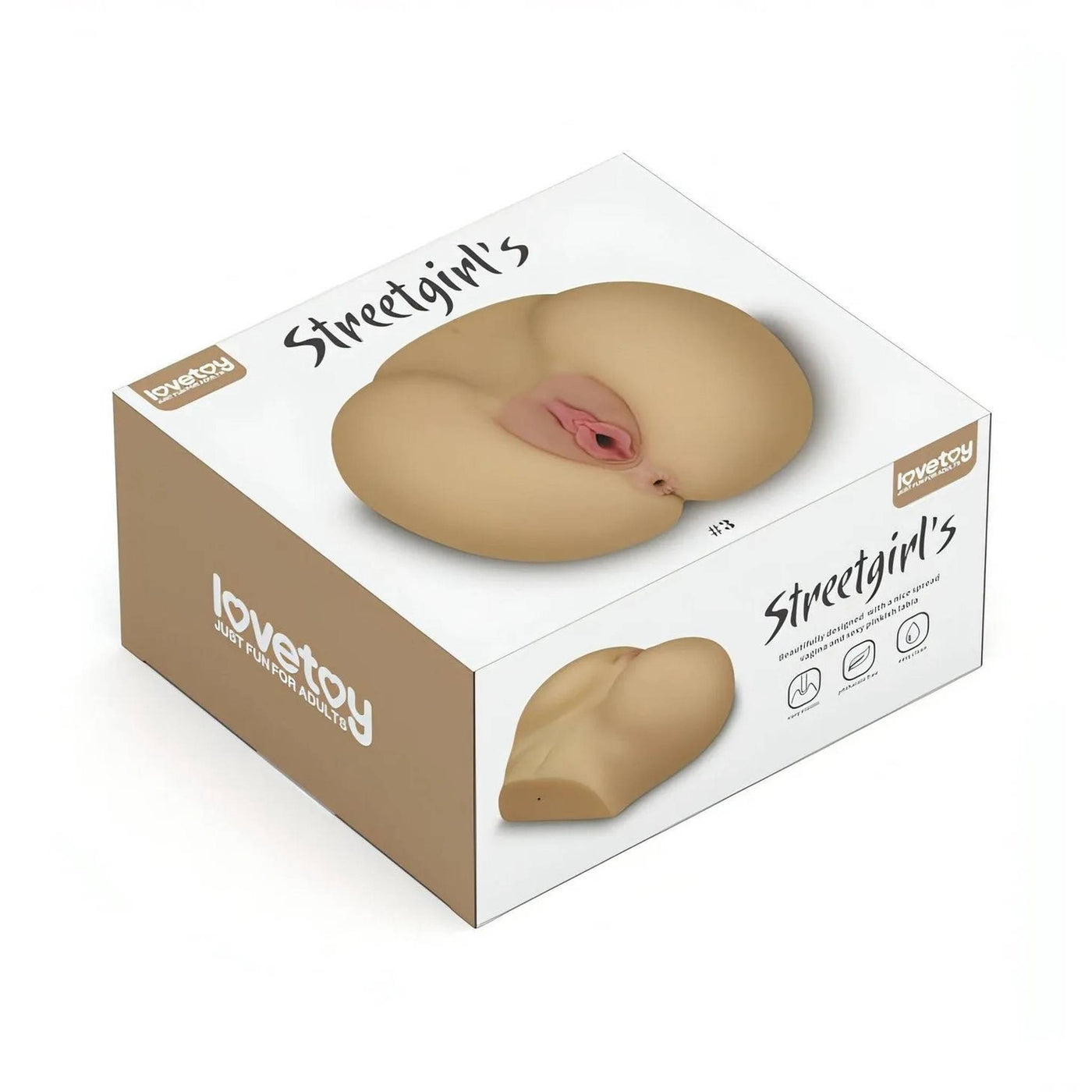 Streetgirl's No. 3 – Masturbatore Super Realistico e Morbido con Canali Anale e Vaginale Extra Stimolante – Rosa Carne