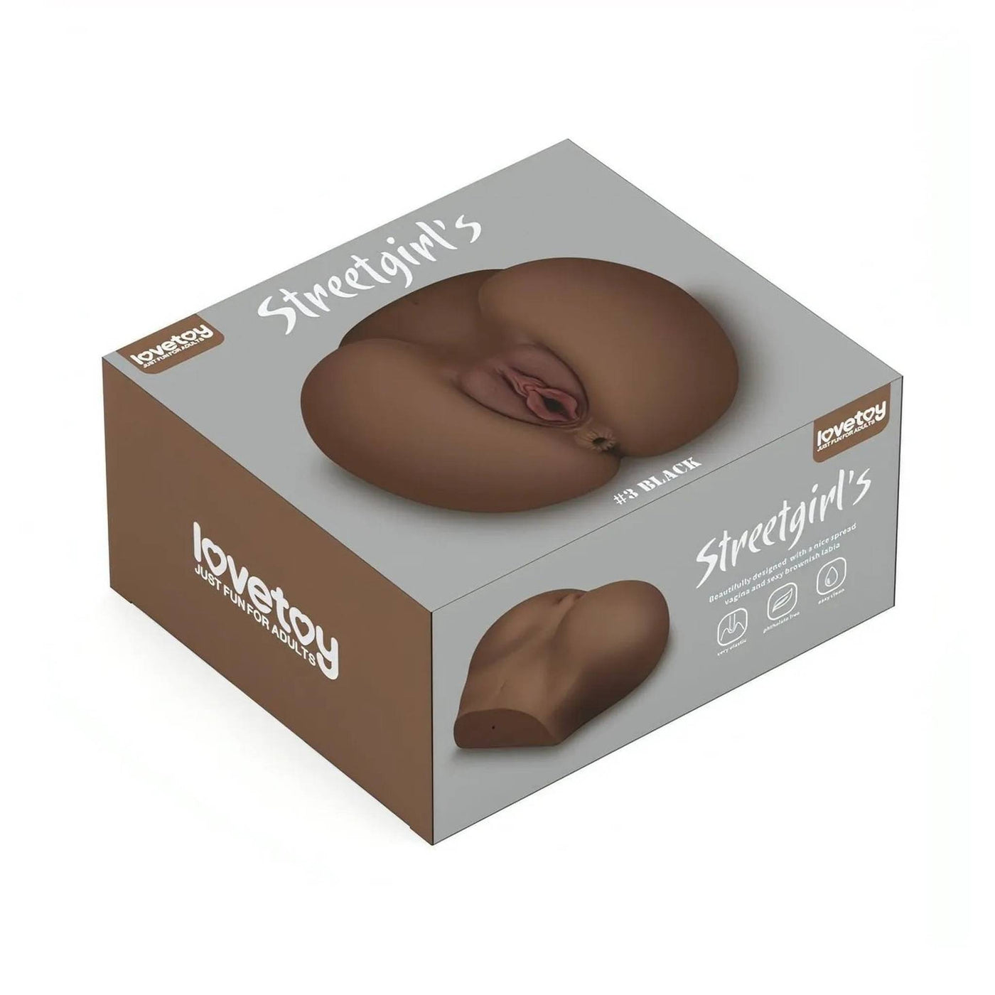 Streetgirl's No. 3 – Masturbatore Super Realistico e Morbido con Canali Anale e Vaginale Extra Stimolante – Nero